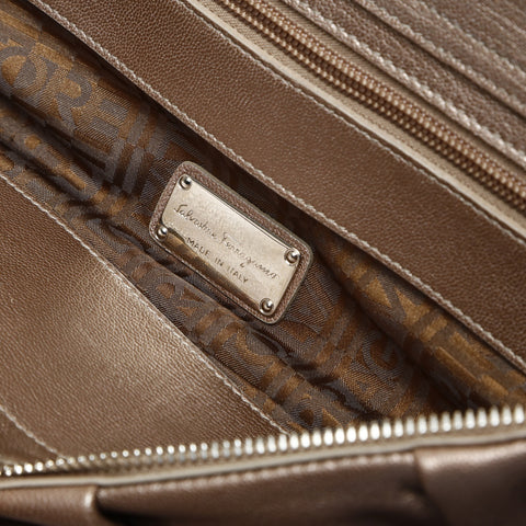 Salvatore Ferragamo Gancini metallic Shoulder Bag Brown WS27063