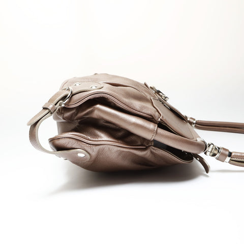 Salvatore Ferragamo Gancini metallic Shoulder Bag Brown WS27063