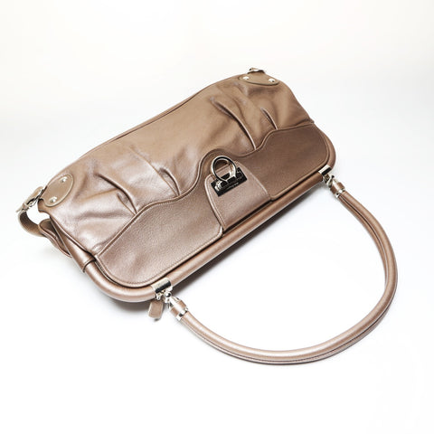 Salvatore Ferragamo Gancini metallic Shoulder Bag Brown WS27063