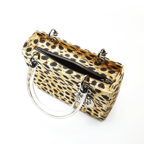 Christian Dior Lady Dior Leopard Metal Black Silver Shoulder Bag multicolor WS27064