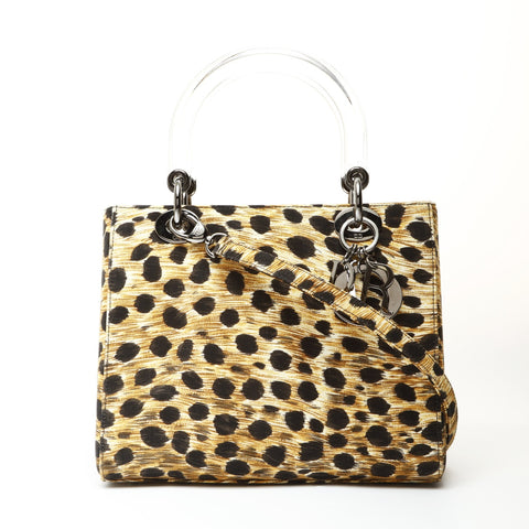 Christian Dior Lady Dior Leopard Metal Black Silver Shoulder Bag multicolor WS27064