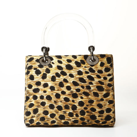Christian Dior Lady Dior Leopard Metal Black Silver Shoulder Bag multicolor WS27064