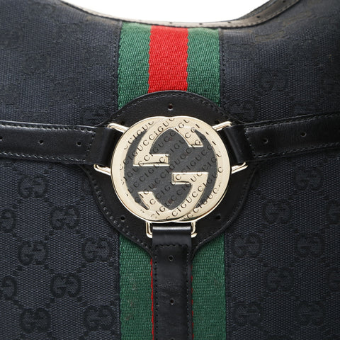 GUCCI GG canvas interlocking Shoulder Bag black WS27073