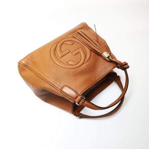 GUCCI soho leather Handbag Brown WS27078