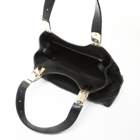 GUCCI Canvas Horsebit Pattern Shoulder Bag black WS27081