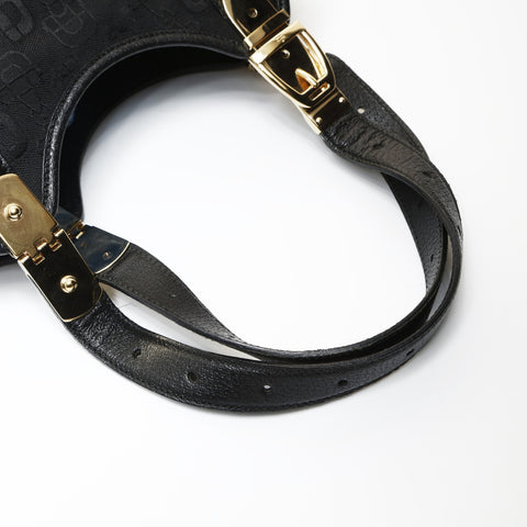 GUCCI Canvas Horsebit Pattern Shoulder Bag black WS27081