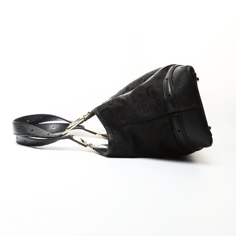 GUCCI Canvas Horsebit Pattern Shoulder Bag black WS27081