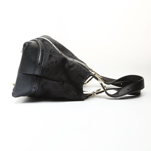 GUCCI Canvas Horsebit Pattern Shoulder Bag black WS27081