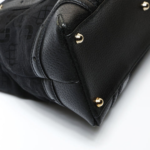 GUCCI Canvas Horsebit Pattern Shoulder Bag black WS27081