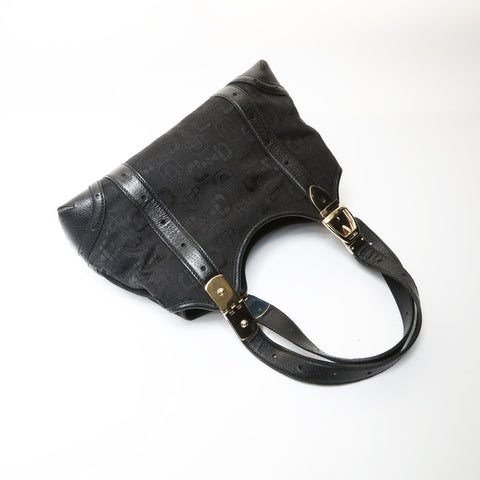 GUCCI Canvas Horsebit Pattern Shoulder Bag black WS27081
