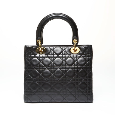 Christian Dior Lady Dior Medium 2way Lambskin Handbag black WS27096