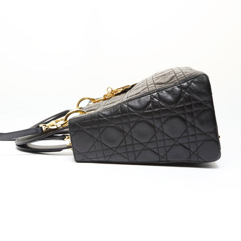 Christian Dior Lady Dior Medium 2way Lambskin Handbag black WS27096