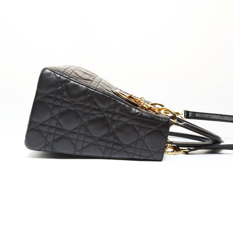 Christian Dior Lady Dior Medium 2way Lambskin Handbag black WS27096