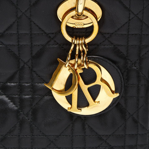 Christian Dior Lady Dior Medium 2way Lambskin Handbag black WS27096