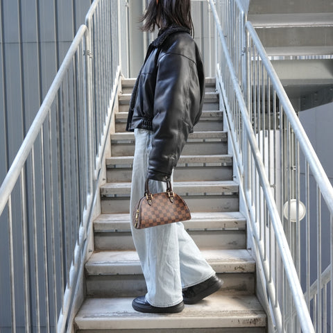 LOUIS VUITTON 2003 Damier Rivera Mini Handbag Brown WS27105