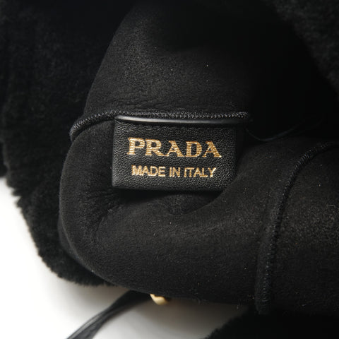 PRADA Shearling sheep fur logo 2way Handbag black WS27109