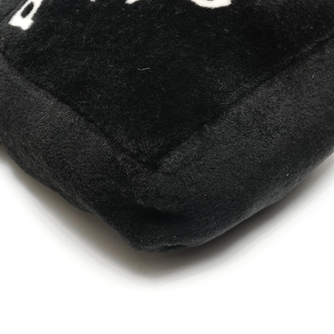 PRADA Shearling sheep fur logo 2way Handbag black WS27109