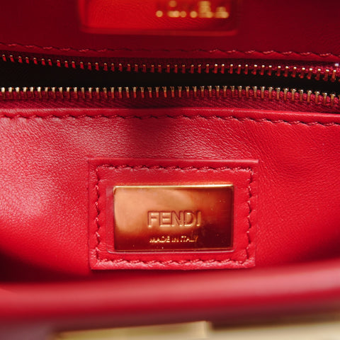 FENDI Peekaboo nappa leather rhinestone 2-way bag Handbag Red WS27110