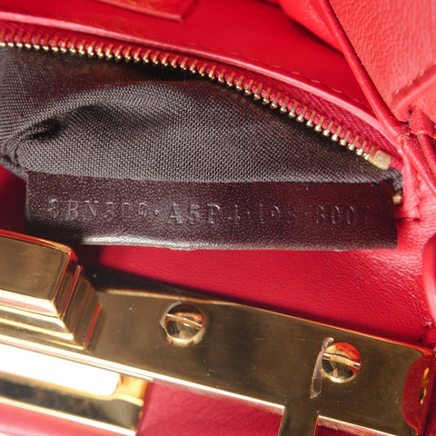 FENDI Peekaboo nappa leather rhinestone 2-way bag Handbag Red WS27110