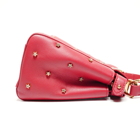 FENDI Peekaboo nappa leather rhinestone 2-way bag Handbag Red WS27110