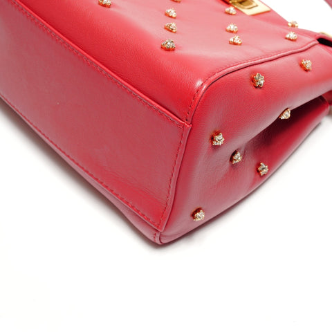 FENDI Peekaboo nappa leather rhinestone 2-way bag Handbag Red WS27110