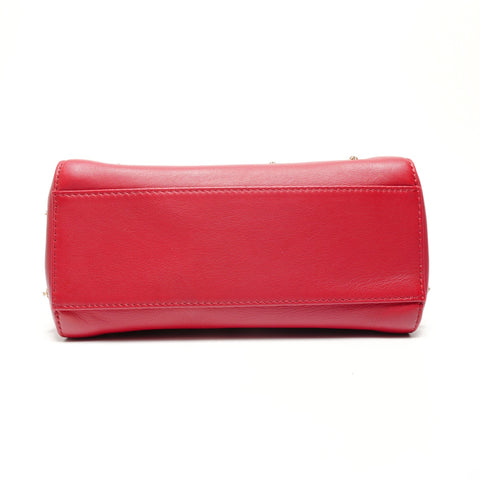 FENDI Peekaboo nappa leather rhinestone 2-way bag Handbag Red WS27110