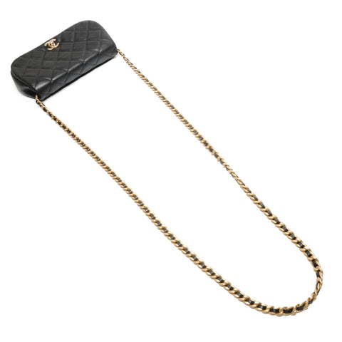 CHANEL Matelasse Lambskin Chain Shoulder Bag black WS27111