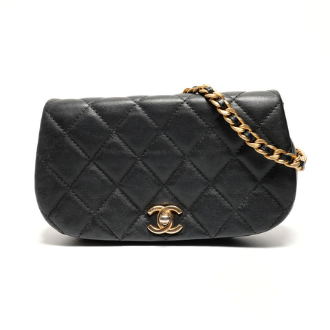 CHANEL Matelasse Lambskin Chain Shoulder Bag black WS27111