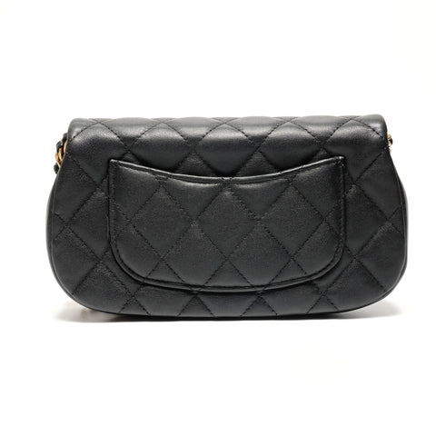 CHANEL Matelasse Lambskin Chain Shoulder Bag black WS27111