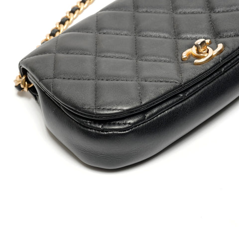 CHANEL Matelasse Lambskin Chain Shoulder Bag black WS27111