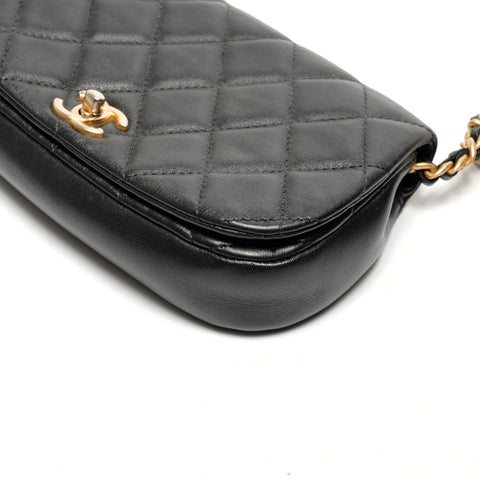 CHANEL Matelasse Lambskin Chain Shoulder Bag black WS27111