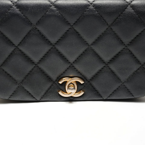 CHANEL Matelasse Lambskin Chain Shoulder Bag black WS27111