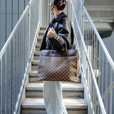 LOUIS VUITTON 2005 Damier Greenwich PM Boston bag Brown WS27113