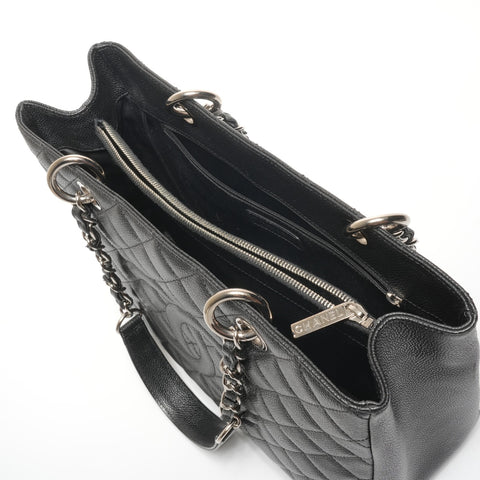 CHANEL Large COCO Mark GST Matelass Caviar Tote, Series 19 Tote Bag black WS27114