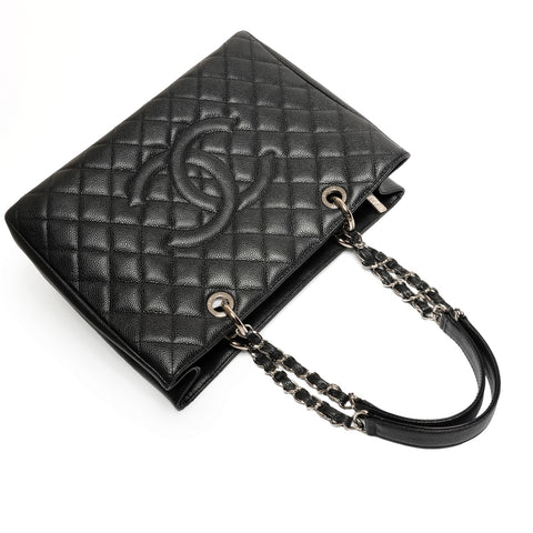 CHANEL Large COCO Mark GST Matelass Caviar Tote, Series 19 Tote Bag black WS27114