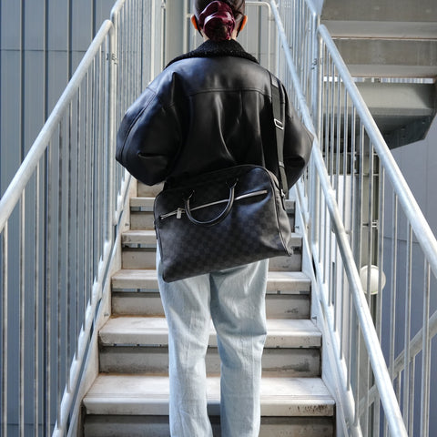 LOUIS VUITTON 2017 Damier Graphite Horizon Shoulder Bag black WS27117