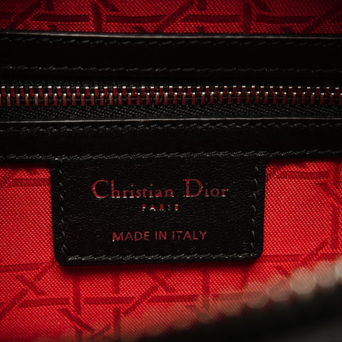 Christian Dior Lady Dior Cannage Stitch 2way Metal Silver Handbag black WS27118