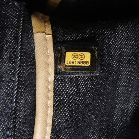 CHANEL 10 series 2005-2006 COCO Mark Sparkling Denim Shoulder Bag blue WS27125