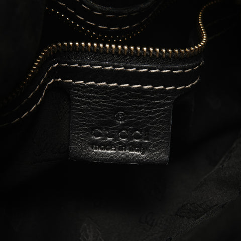 GUCCI Leather Hobo Bag Shoulder Bag black WS27126