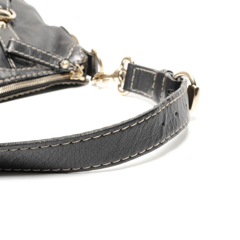 GUCCI Leather Hobo Bag Shoulder Bag black WS27126