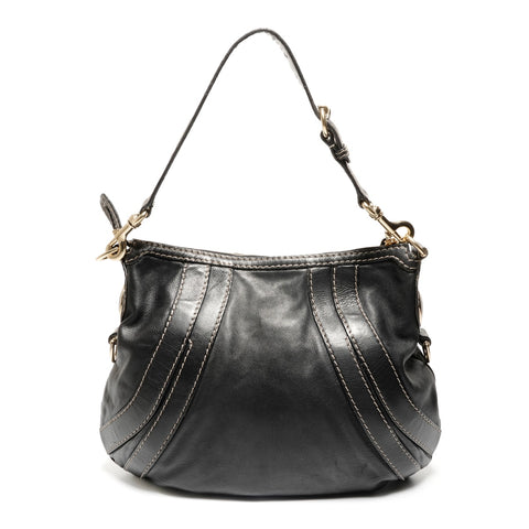 GUCCI Leather Hobo Bag Shoulder Bag black WS27126