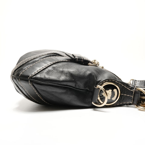 GUCCI Leather Hobo Bag Shoulder Bag black WS27126