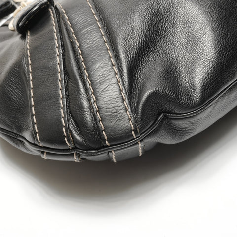 GUCCI Leather Hobo Bag Shoulder Bag black WS27126