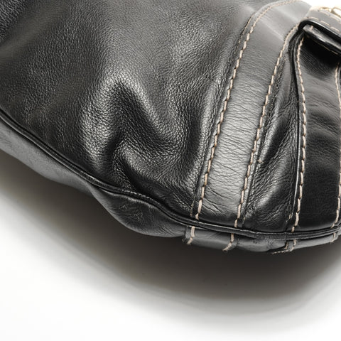 GUCCI Leather Hobo Bag Shoulder Bag black WS27126