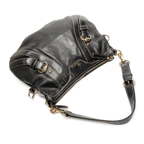 GUCCI Leather Hobo Bag Shoulder Bag black WS27126