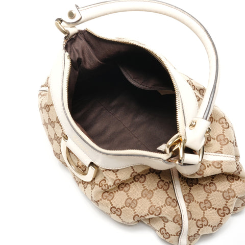 GUCCI GG Canvas Abbey Hobo Handbag Brown WS27127