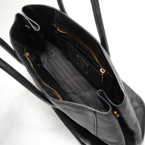 PRADA Leather Vitello Dyno Tote Bag black WS27132