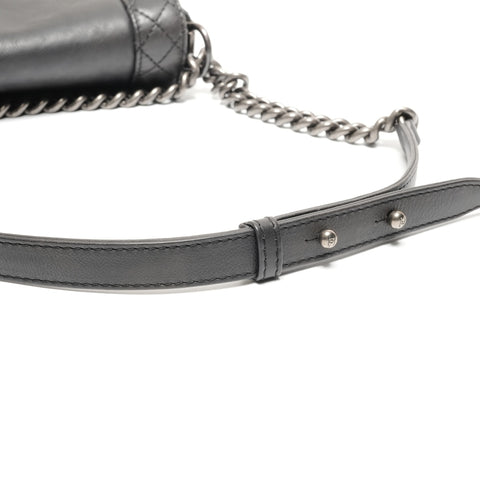 CHANEL No. 18 Boy Chanel Gunmetal Chain 2013-2015 Shoulder Bag black WS27137