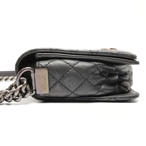 CHANEL No. 18 Boy Chanel Gunmetal Chain 2013-2015 Shoulder Bag black WS27137