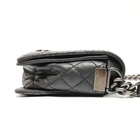 CHANEL No. 18 Boy Chanel Gunmetal Chain 2013-2015 Shoulder Bag black WS27137